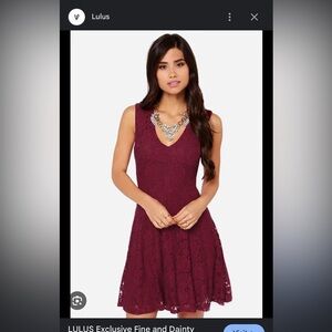 LULUS Exclusive Fine and Dainty Sleeveless Burgundy Lace Dress